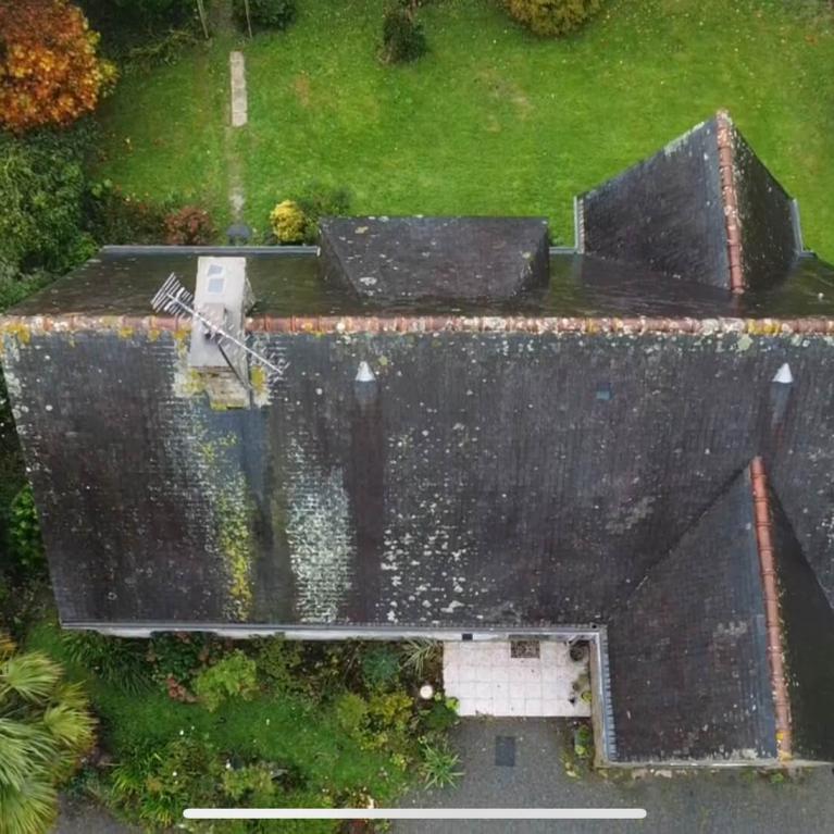 Démoussage d'une toiture à Fouesnant